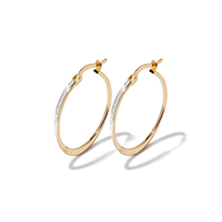 20mm Two-Tone Twist Hoop Earrings in 9kt Bonded Yellow and White Gold Earrings Bevilles 