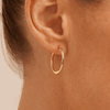 20mm Two-Tone Twist Hoop Earrings in 9kt Bonded Yellow and White Gold Earrings Bevilles 