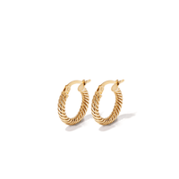 10mm Rope Twist Hoop Earrings in 9kt Bonded Yellow Gold Earrings Bevilles 