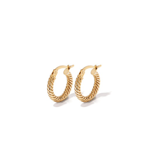 10mm Rope Twist Hoop Earrings in 9kt Yellow Bonded Gold Earrings Bevilles 