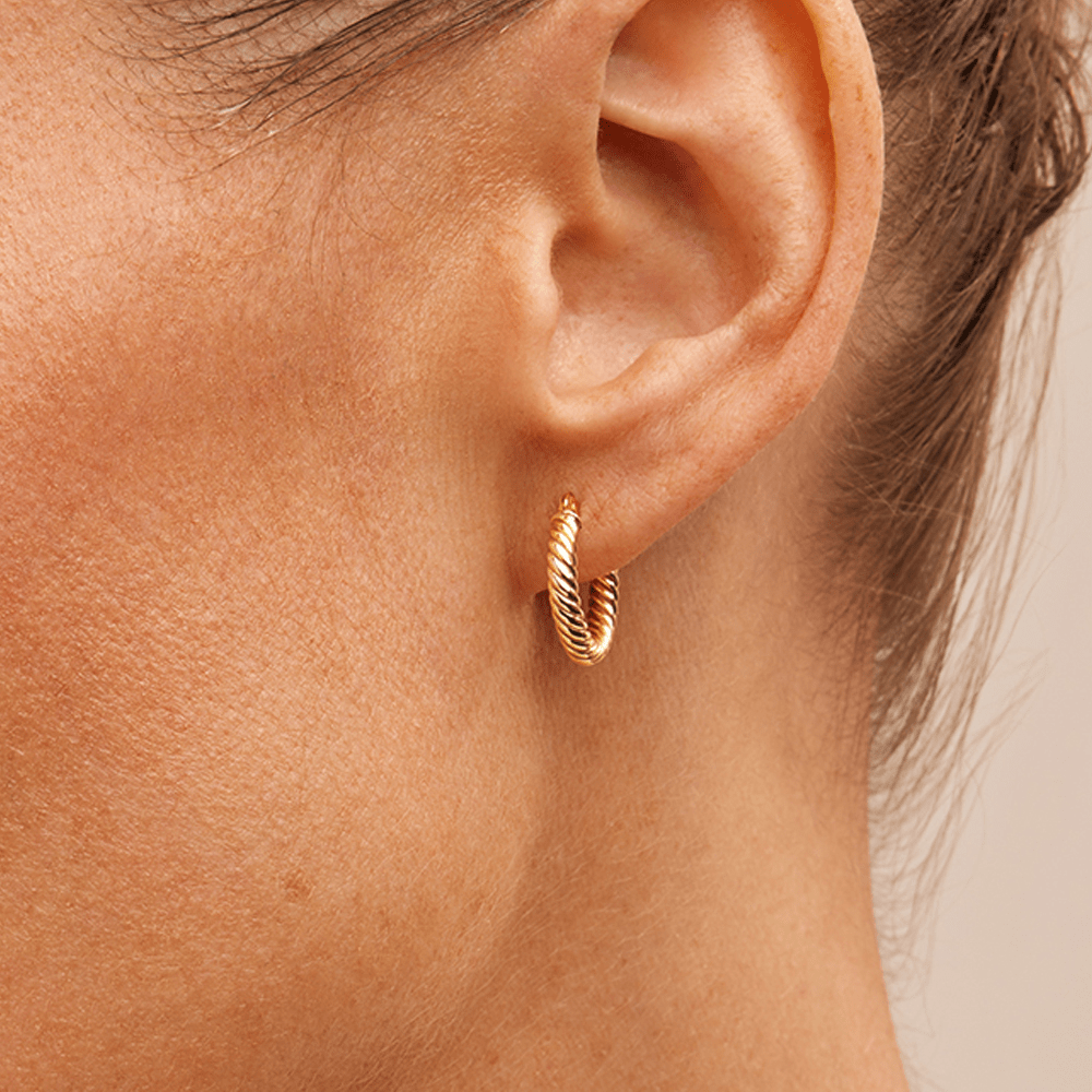 10mm Rope Twist Hoop Earrings in 9kt Bonded Yellow Gold Earrings Bevilles 