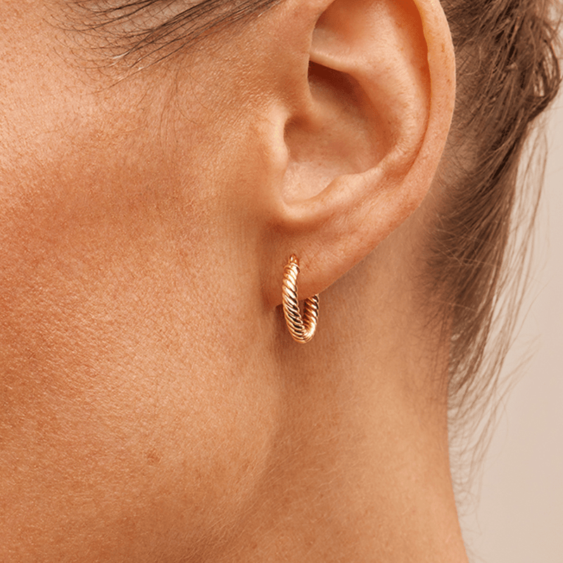 10mm Rope Twist Hoop Earrings in 9kt Bonded Yellow Gold Earrings Bevilles 