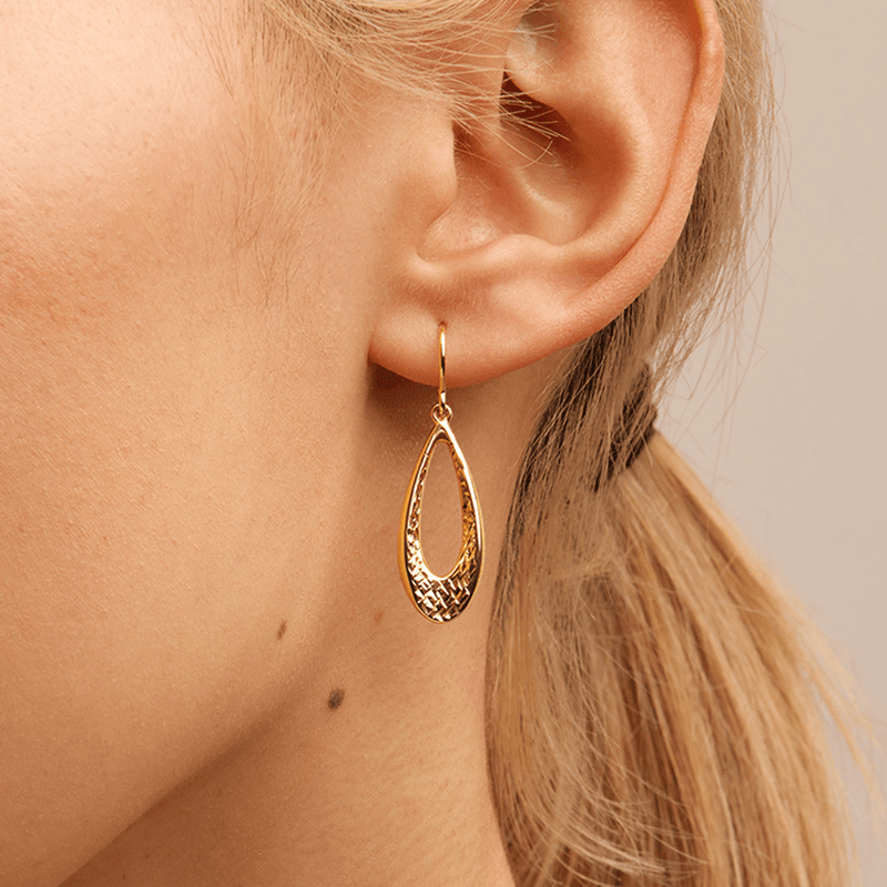Diamond-Cut Tear Drop Earrings in 9kt Bonded Yellow Gold Earrings Bevilles 