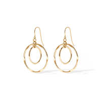 Double Circle Drop Earrings in 9kt Bonded Yellow Gold Earrings Bevilles 