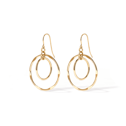 Double Circle Drop Earrings in 9kt Yellow Bonded Gold Earrings Bevilles 