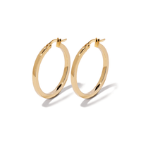 20mm Square Edge Hoop Earrings in 9kt Bonded Yellow Gold Earrings Bevilles 