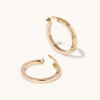 15mm Square Edge Hoop Earrings in 9kt Bonded Yellow Gold Earrings Bevilles 