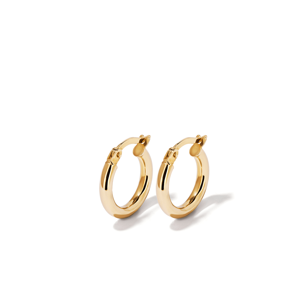 10mm Tube Hoop Earrings in 9kt Bonded Yellow Gold Earrings Bevilles 