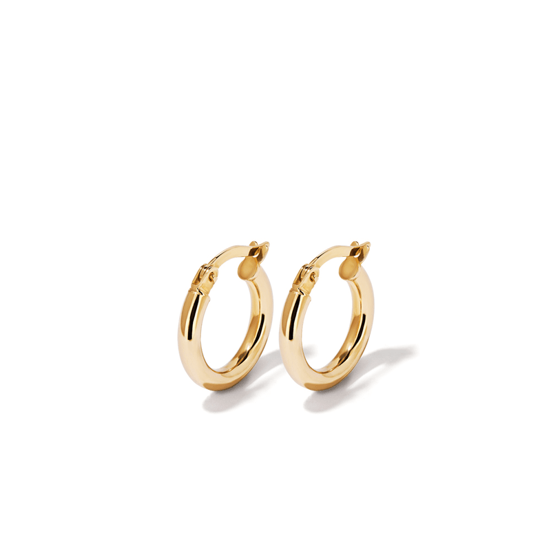 10mm Tube Hoop Earrings in 9kt Bonded Yellow Gold Earrings Bevilles 