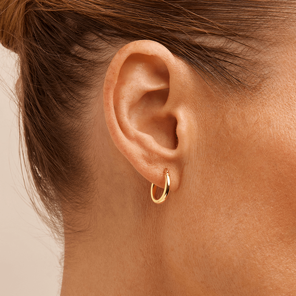 10mm Tube Hoop Earrings in 9kt Bonded Yellow Gold Earrings Bevilles 