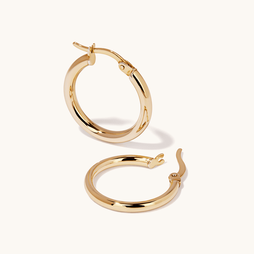 15mm Tube Hoop Earrings in 9kt Yellow Bonded Gold Earrings Bevilles 