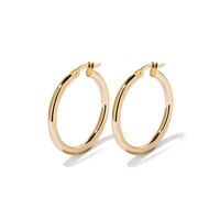 20mm Tube Hoop Earrings in 9kt Bonded Yellow Gold Earrings Bevilles 