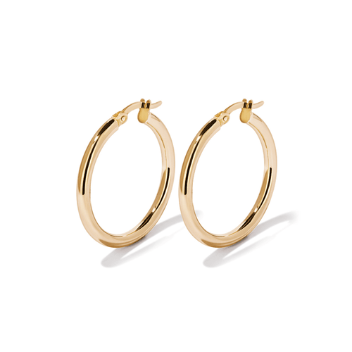20mm Tube Hoop Earrings in 9kt Yellow Bonded Gold Earrings Bevilles 