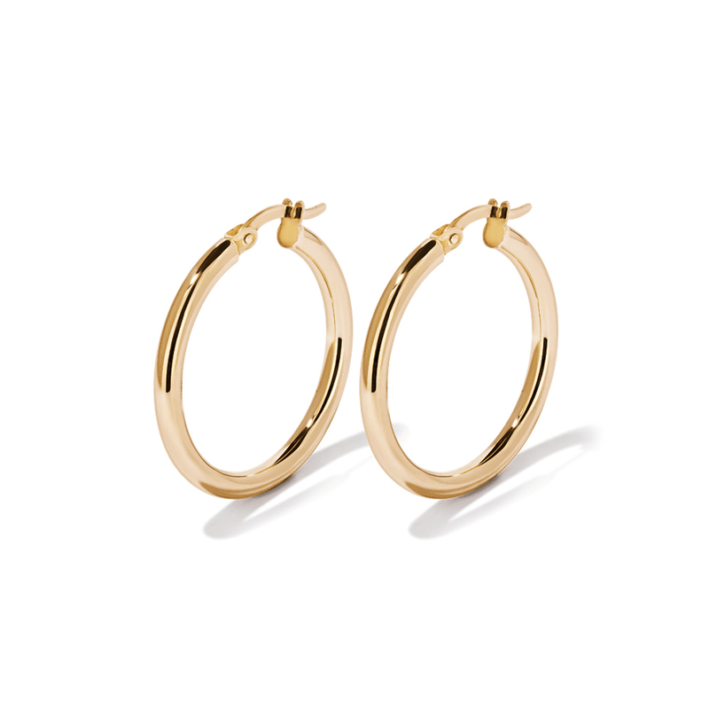 20mm Tube Hoop Earrings in 9kt Bonded Yellow Gold Earrings Bevilles 