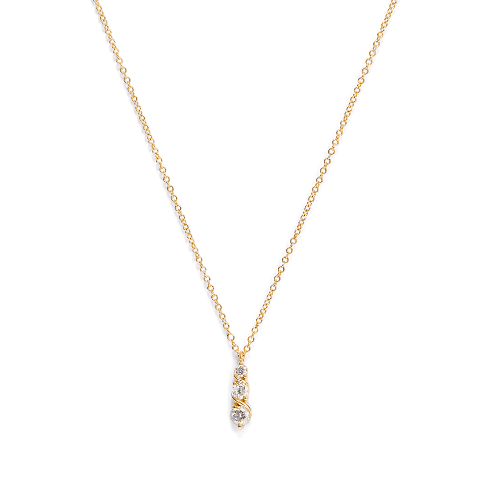 45cm Three Stone Swirl Necklace with 0.23tw of Laboratory-Grown Diamonds in 9kt Yellow Gold Pendants Bevilles 