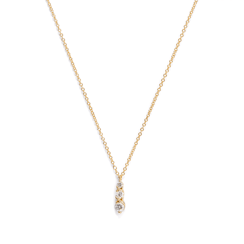 45cm Three Stone Swirl Necklace with 0.23tw of Laboratory-Grown Diamonds in 9kt Yellow Gold Necklaces Bevilles 