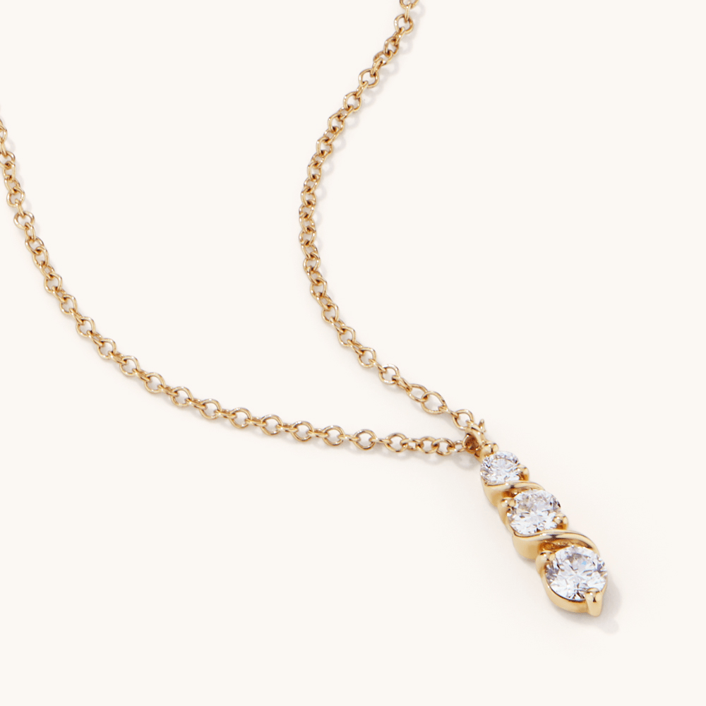 45cm Three Stone Swirl Necklace with 0.23tw of Laboratory-Grown Diamonds in 9kt Yellow Gold Necklaces Bevilles 
