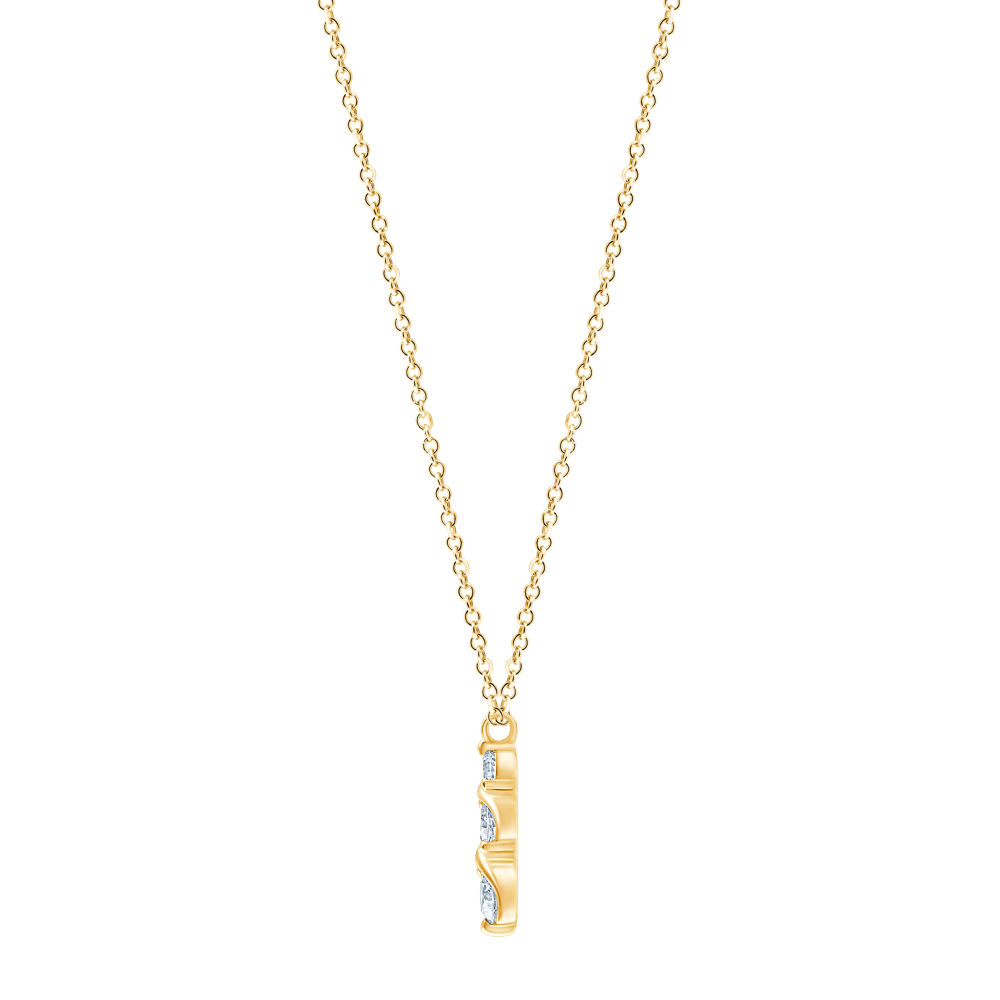 45cm Three Stone Swirl Necklace with 0.23tw of Laboratory-Grown Diamonds in 9kt Yellow Gold Pendants Bevilles 