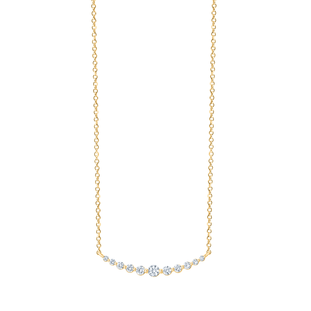 45cm Curved Bar Necklace with 0.31tw of Laboratory-Grown Diamonds in 9kt Yellow Gold Pendants Bevilles 