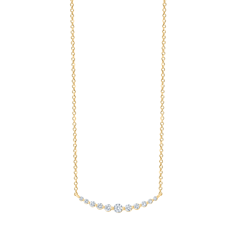 45cm Curved Bar Necklace with 0.31tw of Laboratory-Grown Diamonds in 9kt Yellow Gold Pendants Bevilles 