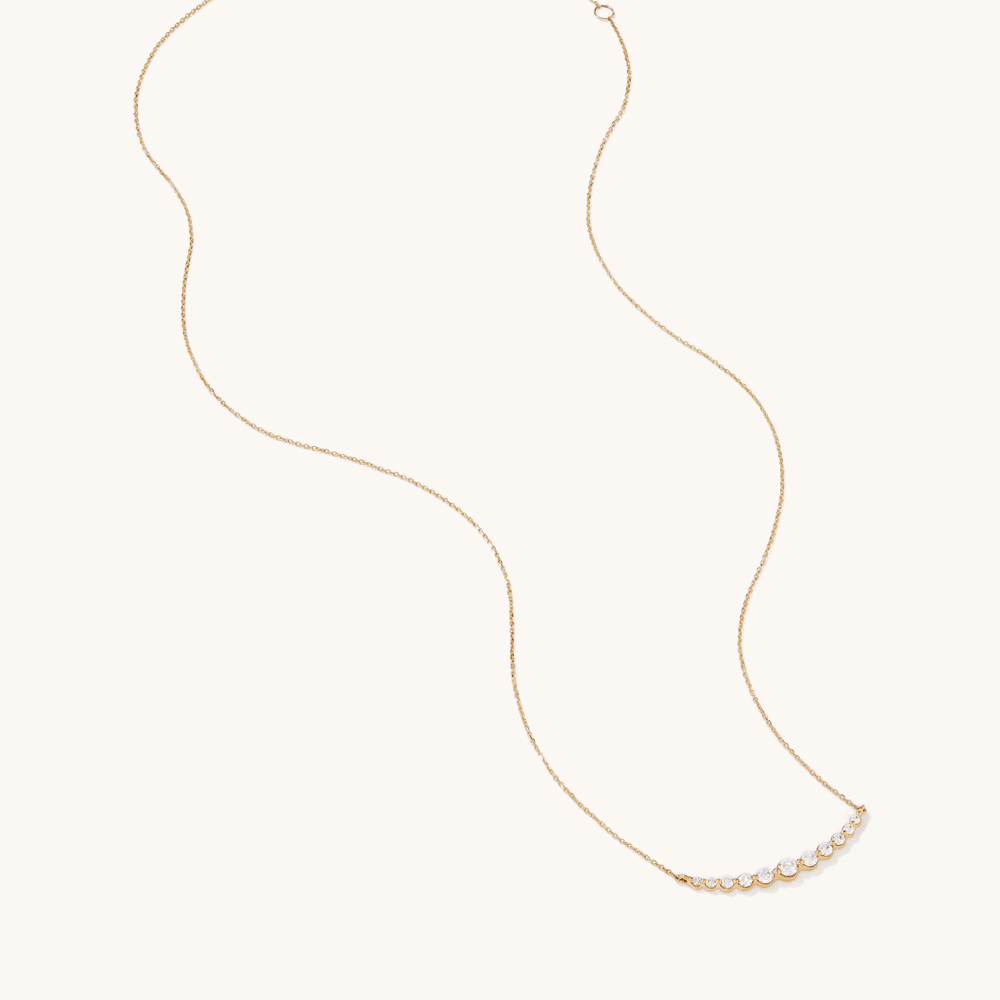 45cm Curved Bar Necklace with 0.31tw of Laboratory-Grown Diamonds in 9kt Yellow Gold Pendants Bevilles 