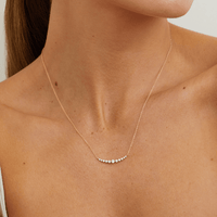 45cm Curved Bar Necklace with 0.31tw of Laboratory-Grown Diamonds in 9kt Yellow Gold Pendants Bevilles 