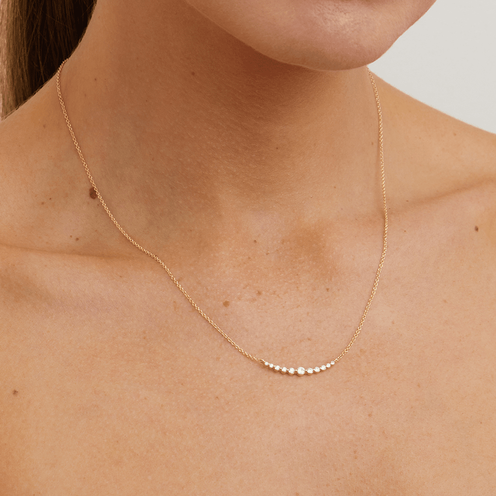 45cm Curved Bar Necklace with 0.31tw of Laboratory-Grown Diamonds in 9kt Yellow Gold Pendants Bevilles 