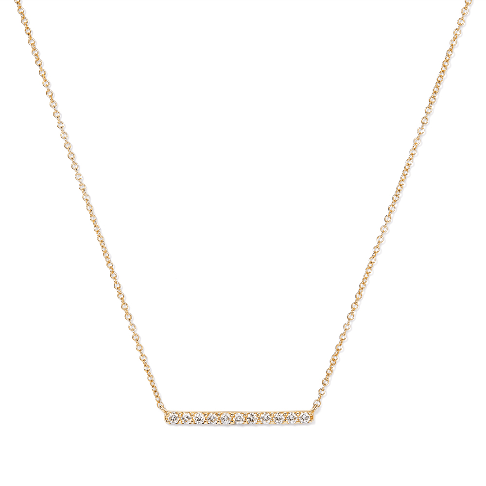 45cm Bar Necklace with 0.26tw of Laboratory-Grown Diamonds in 9kt Yellow Gold Pendants Bevilles 