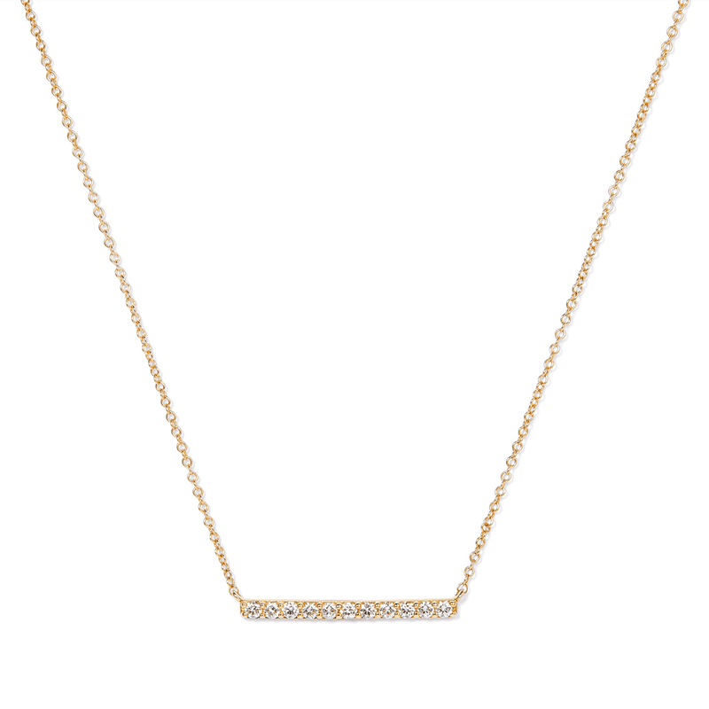 45cm Bar Necklace with 0.26tw of Laboratory-Grown Diamonds in 9kt Yellow Gold Pendants Bevilles 