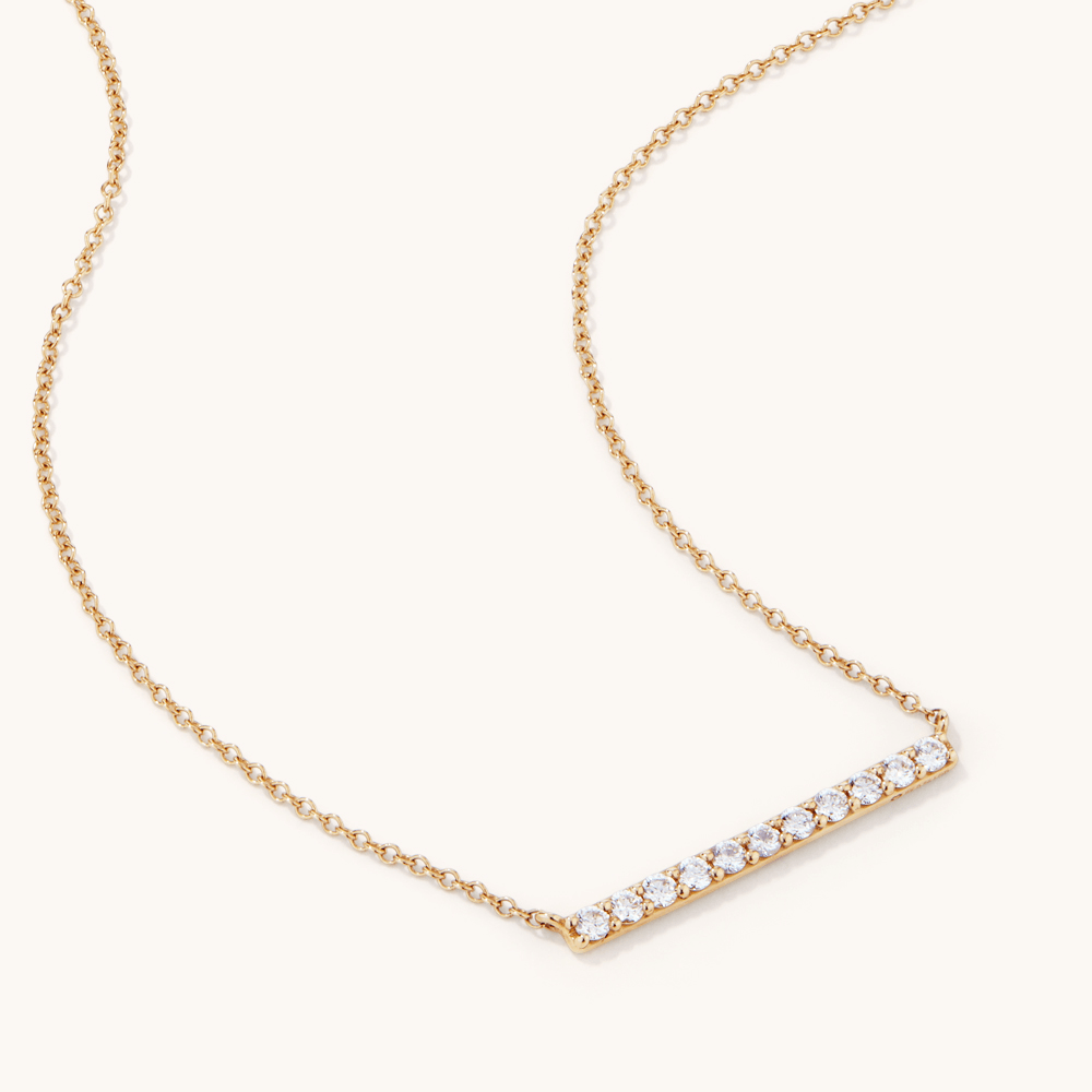 45cm Bar Necklace with 0.26tw of Laboratory-Grown Diamonds in 9kt Yellow Gold Necklaces Bevilles 