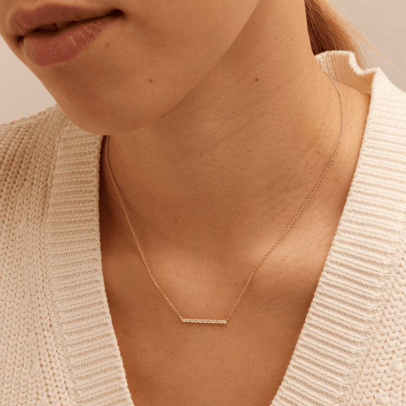 45cm Bar Necklace with 0.26tw of Laboratory-Grown Diamonds in 9kt Yellow Gold Pendants Bevilles 