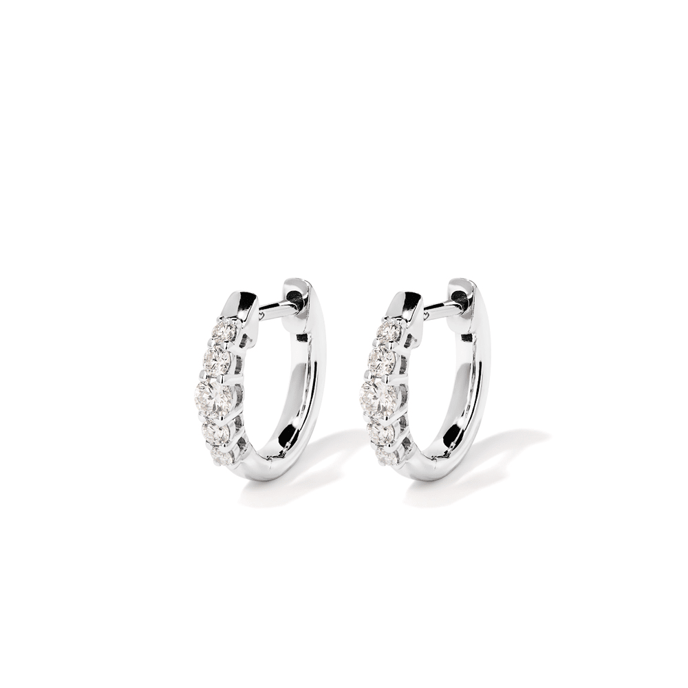 Five Stone Claw Set Hoop Earrings with 0.24tw of Laboratory-Grown Diamonds in Sterling Silver and Platinum Earrings Bevilles 