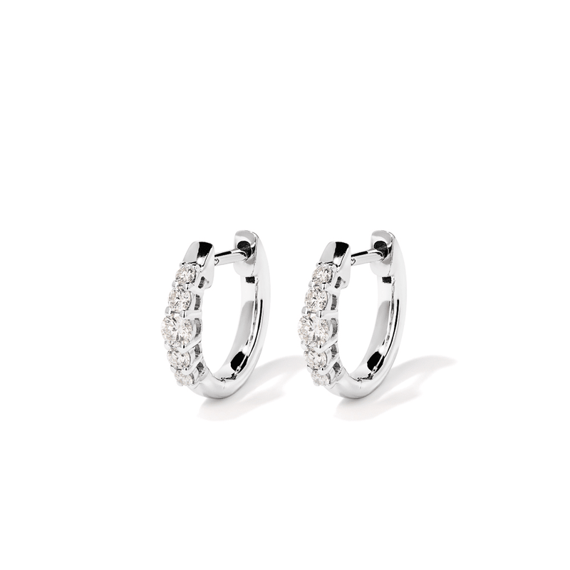 Five Stone Claw Set Hoop Earrings with 0.24tw of Laboratory-Grown Diamonds in Sterling Silver and Platinum Earrings Bevilles 