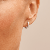 Five Stone Claw Set Hoop Earrings with 0.24tw of Laboratory-Grown Diamonds in Sterling Silver and Platinum Earrings Bevilles 