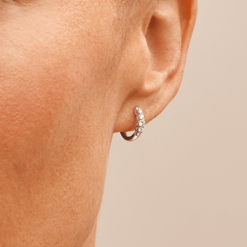 Five Stone Claw Set Hoop Earrings with 0.24tw of Laboratory-Grown Diamonds in Sterling Silver and Platinum Earrings Bevilles 
