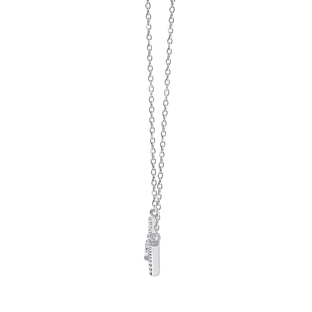 45cm Contour Solitaire Necklace with 0.32tw of Laboratory-Grown Diamonds in Sterling Silver and Platinum Pendants Bevilles 