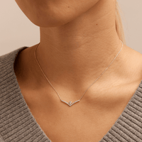 45cm Contour Solitaire Necklace with 0.32tw of Laboratory-Grown Diamonds in Sterling Silver and Platinum Necklaces Bevilles 