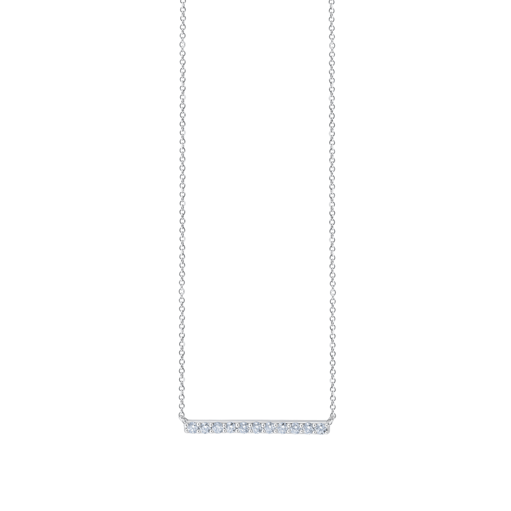 45cm Bar Necklace with 0.26tw of Laboratory-Grown Diamonds in Sterling Silver and Platinum Pendants Bevilles 