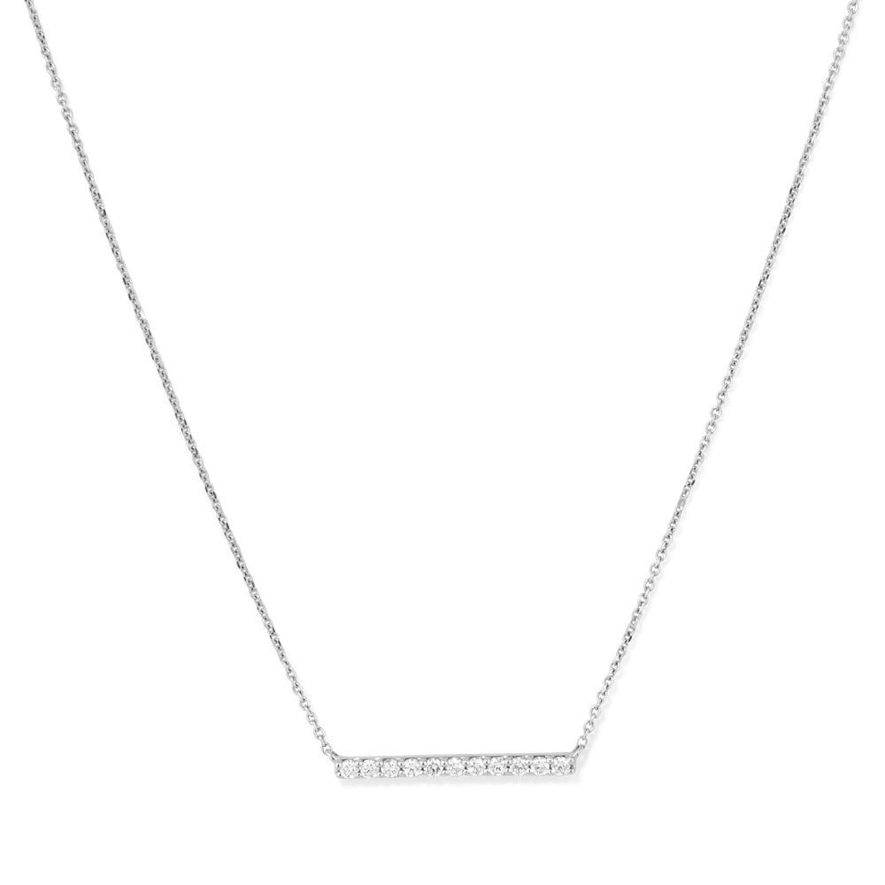 45cm Bar Necklace with 0.26tw of Laboratory-Grown Diamonds in Sterling Silver and Platinum Pendants Bevilles 