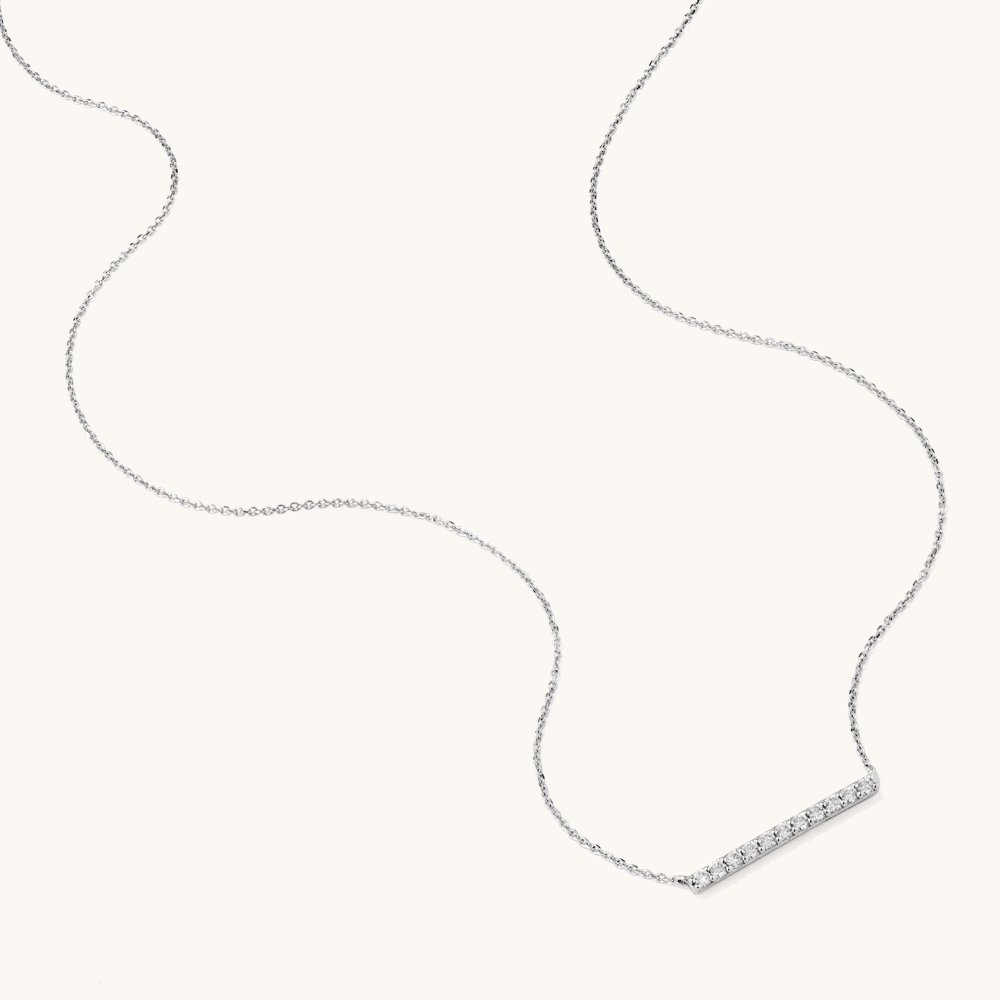 45cm Bar Necklace with 0.26tw of Laboratory-Grown Diamonds in Sterling Silver and Platinum Pendants Bevilles 