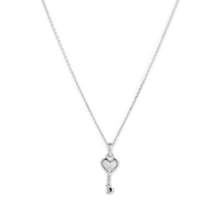 45cm Heart Key Pendant Necklace with 0.01tw of Laboratory-Grown Diamonds in Sterling Silver and Platinum Pendants Bevilles 