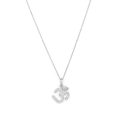 45cm Aum Necklace with 0.18tw of Laboratory-Grown Diamonds in Sterling Silver and Platinum Necklaces Bevilles 