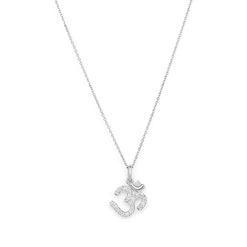 45cm Aum Necklace with 0.18tw of Laboratory-Grown Diamonds in Sterling Silver and Platinum Pendants Bevilles 