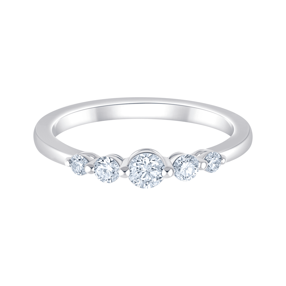Five Stone Ring with 0.31tw of Laboratory-Grown Diamonds in Sterling Silver and Platinum Rings Bevilles 