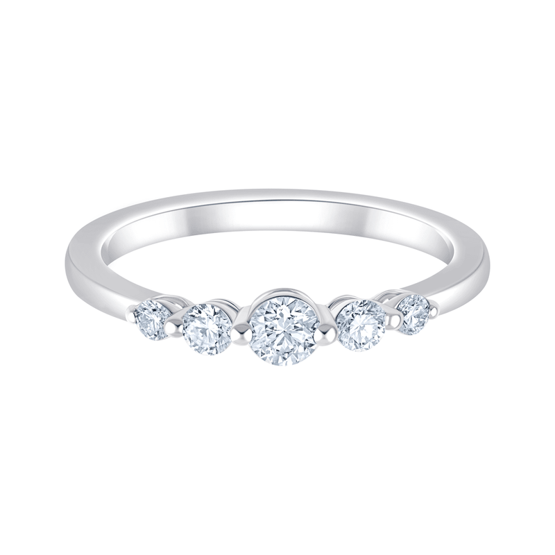Five Stone Ring with 0.31tw of Laboratory-Grown Diamonds in Sterling Silver and Platinum Rings Bevilles 