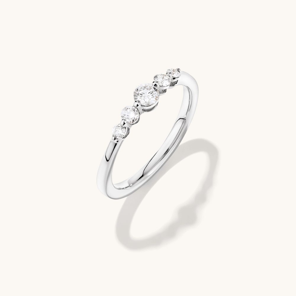 Five Stone Ring with 0.31tw of Laboratory-Grown Diamonds in Sterling Silver and Platinum Rings Bevilles 