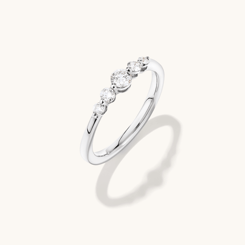 Five Stone Ring with 0.31tw of Laboratory-Grown Diamonds in Sterling Silver and Platinum Rings Bevilles 