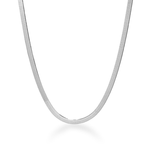 45cm 4mm Width Herringbone Chain Necklace in Sterling Silver Necklaces Bevilles 
