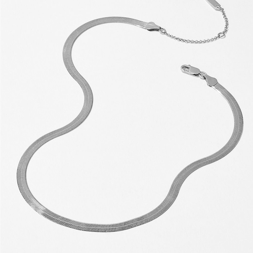 45cm 4mm Width Herringbone Chain Necklace in Sterling Silver Necklaces Bevilles 