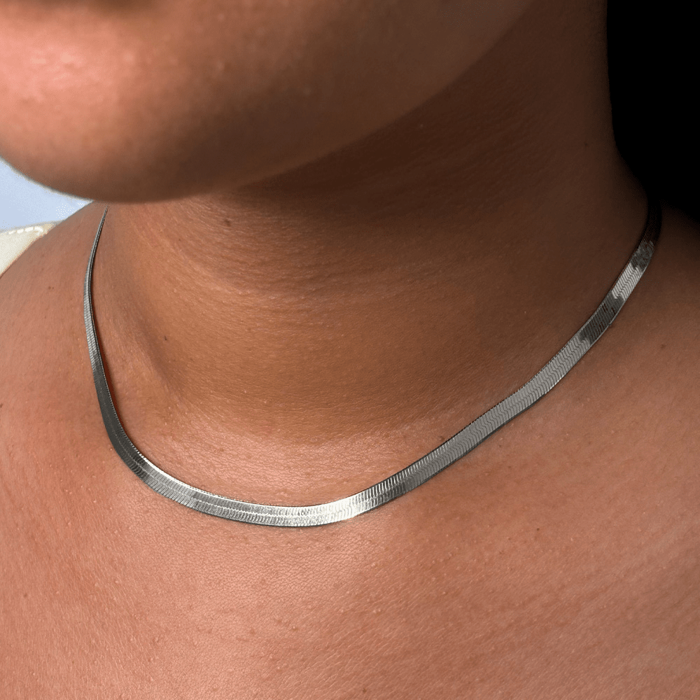 Herringbone 45cm Chain Necklace in Sterling Silver Necklaces Bevilles 